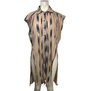RACHEL COMEY - WOMEN'S 2 - TAN SLEEVELESS BUTTON COLLARED COTTON TOP